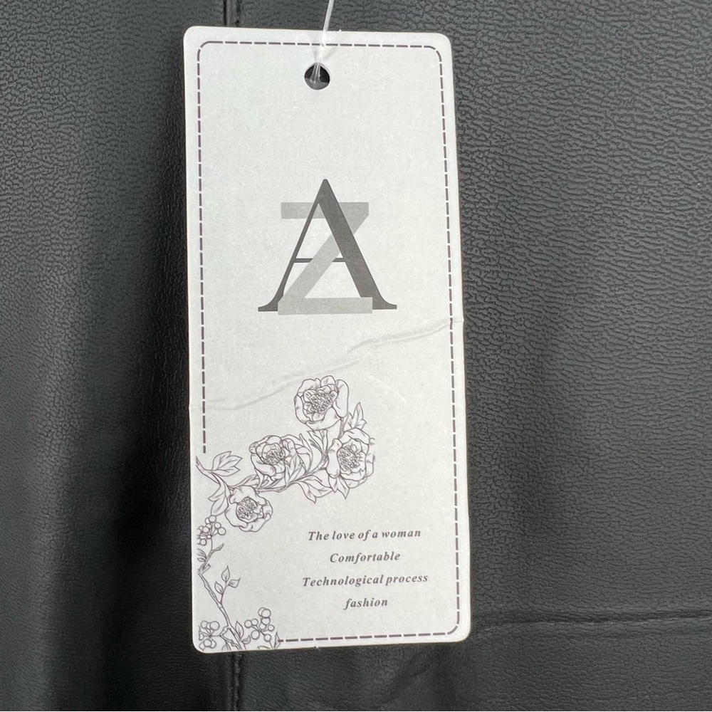 az, FAUX LEATHER BLACK LEGGINGS, NEW WITH TAGS - Picture 6 of 7